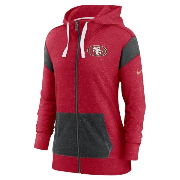 San francisco 49ers nike womens monaco lightweight full zip hoodie Scarletheather black S