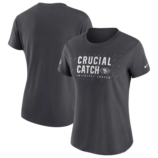 San francisco 49ers nike womens nfl crucial catch performance t shirt anthracite Multi