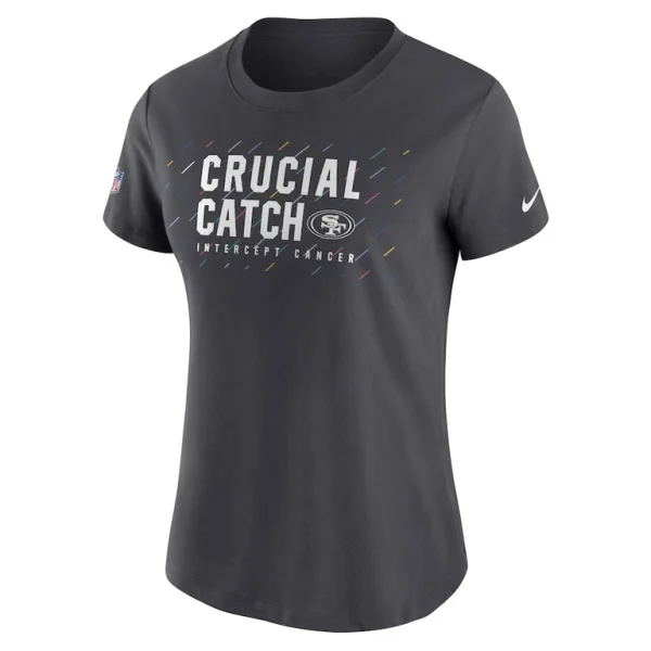 San francisco 49ers nike womens nfl crucial catch performance t shirt anthracite Multi S