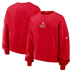 San francisco 49ers nike womens oversized rewind pullover sweatshirt Scarlet