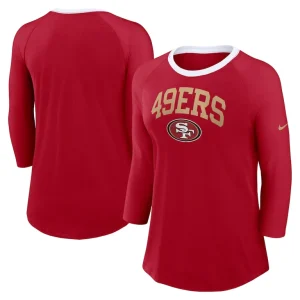 San francisco 49ers nike womens raglan 34 sleeve t shirt Scarlet