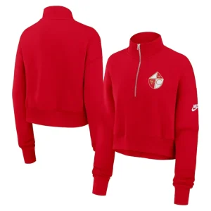 San francisco 49ers nike womens rewind phoenix half zip sweatshirt Scarlet