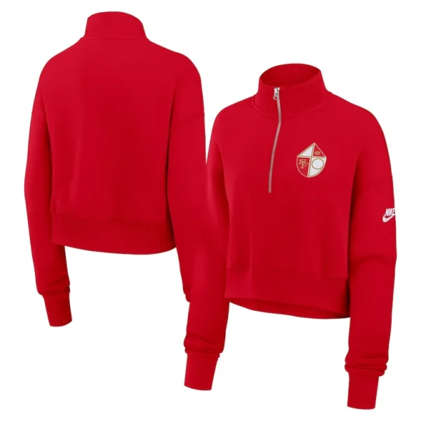 San francisco 49ers nike womens rewind phoenix half zip sweatshirt Scarlet