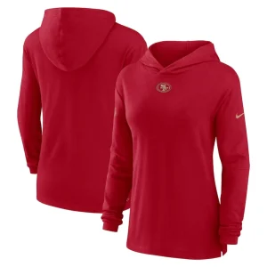 San francisco 49ers nike womens sideline performance long sleeve hoodie t shirt Scarlet