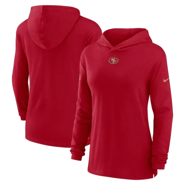 San francisco 49ers nike womens sideline performance long sleeve hoodie t shirt Scarlet