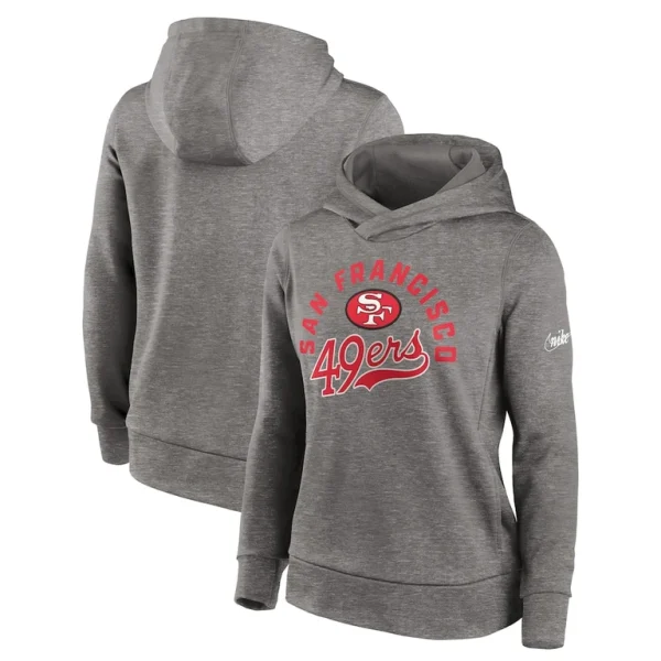 San francisco 49ers nike womens stretch run fleece pullover hoodie Heather charcoal