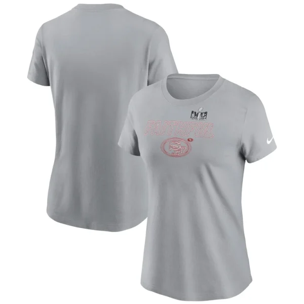 San francisco 49ers nike womens super bowl lviii local essential t shirt Gray