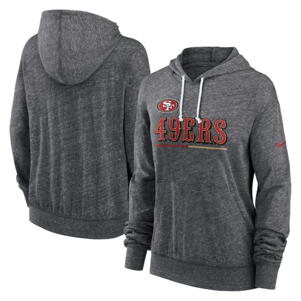 San francisco 49ers nike womens team spirit gym vintage lightweight hoodie top Heather charcoal