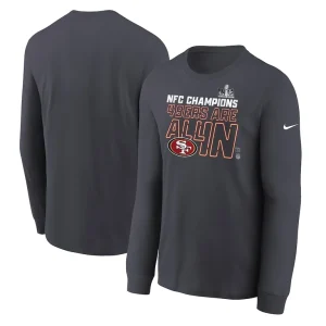 San francisco 49ers nike youth 2023 nfc champions locker room trophy collection long sleeve t shirt anthracite Multi