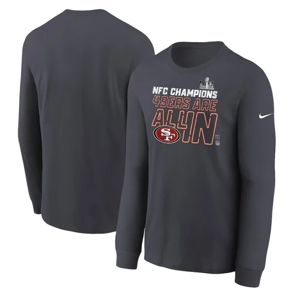 San francisco 49ers nike youth 2023 nfc champions locker room trophy collection long sleeve t shirt anthracite Multi
