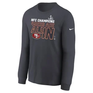 San francisco 49ers nike youth 2023 nfc champions locker room trophy collection long sleeve t shirt anthracite Multi Yth M