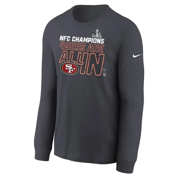 San francisco 49ers nike youth 2023 nfc champions locker room trophy collection long sleeve t shirt anthracite Multi Yth M