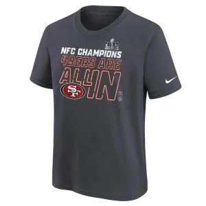 San francisco 49ers nike youth 2023 nfc champions locker room trophy collection t shirt anthracite Multi Yth M