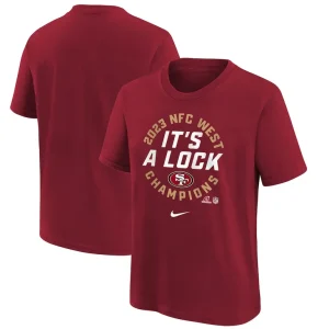 San francisco 49ers nike youth 2023 nfc west division champions locker room trophy collection t shirt Scarlet