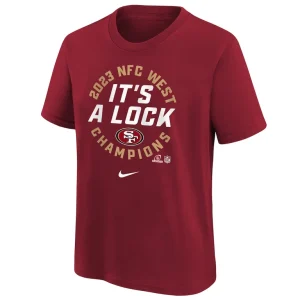 San francisco 49ers nike youth 2023 nfc west division champions locker room trophy collection t shirt Scarlet Yth M