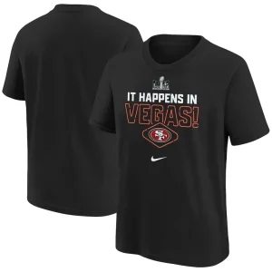 San francisco 49ers nike youth super bowl lviii team logo lockup t shirt Black