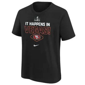 San francisco 49ers nike youth super bowl lviii team logo lockup t shirt Black Yth M