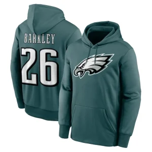 Saquon barkley philadelphia eagles nike player name number performance pullover hoodie Midnight green