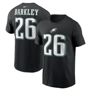 Saquon barkley philadelphia eagles nike player name number t shirt Black