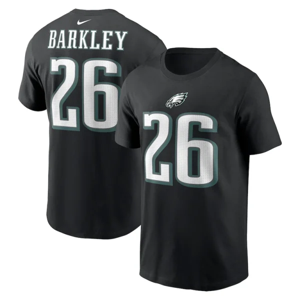 Saquon barkley philadelphia eagles nike player name number t shirt Black