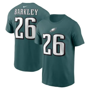 Saquon barkley philadelphia eagles nike player name number t shirt Midnight green