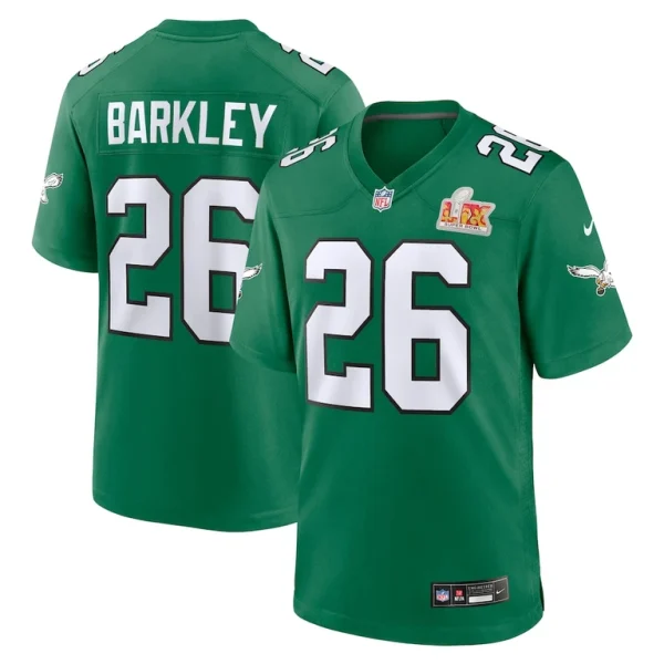 Saquon barkley philadelphia eagles nike super bowl lix 2nd alternate game jersey Kelly green