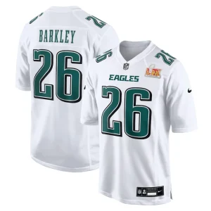 Saquon barkley philadelphia eagles nike super bowl lix fashion game player jersey Tundra white