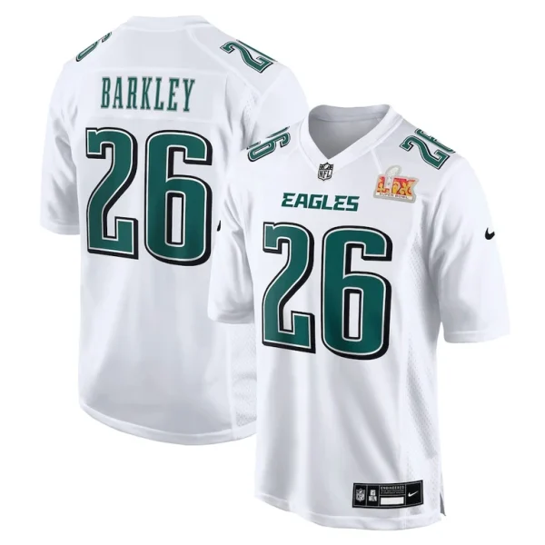 Saquon barkley philadelphia eagles nike super bowl lix fashion game player jersey Tundra white