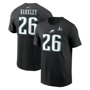 Saquon barkley philadelphia eagles nike super bowl lix name number t shirt Black