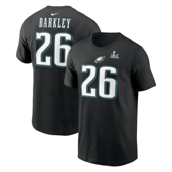 Saquon barkley philadelphia eagles nike super bowl lix name number t shirt Black