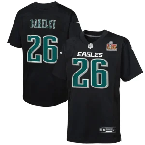 Saquon barkley philadelphia eagles nike toddler super bowl lix patch fashion game player jersey Carbon black