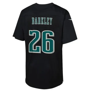 Saquon barkley philadelphia eagles nike toddler super bowl lix patch fashion game player jersey Carbon black 4T
