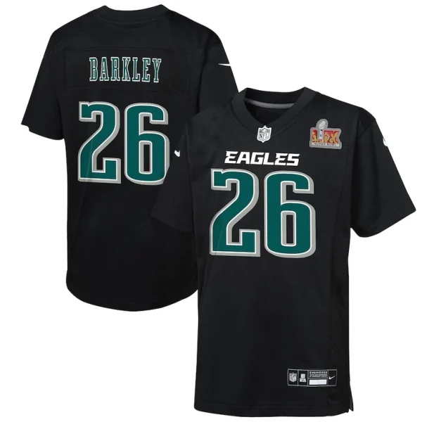 Saquon barkley philadelphia eagles nike toddler super bowl lix patch fashion game player jersey Carbon black
