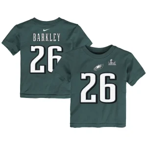 Saquon barkley philadelphia eagles nike toddler super bowl lix player name number t shirt Midnight green
