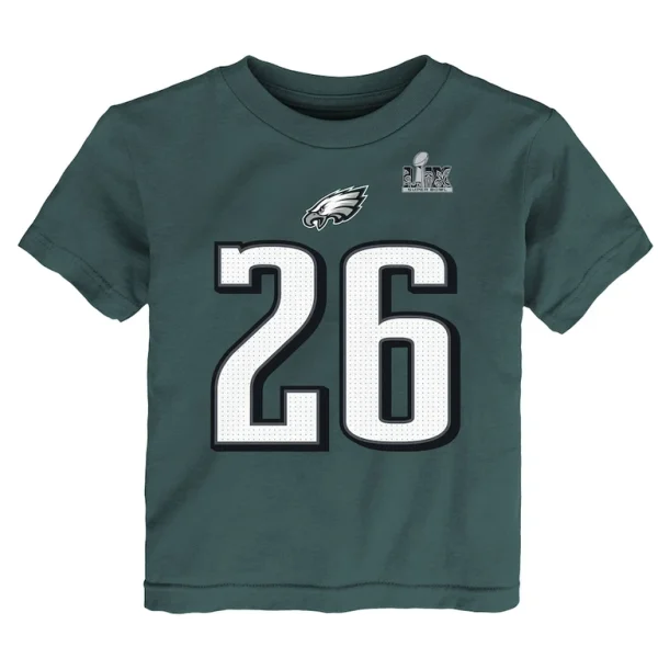 Saquon barkley philadelphia eagles nike toddler super bowl lix player name number t shirt Midnight green 3T