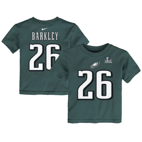 Saquon barkley philadelphia eagles nike toddler super bowl lix player name number t shirt Midnight green