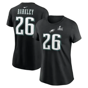 Saquon barkley philadelphia eagles nike womens super bowl lix name number t shirt Black