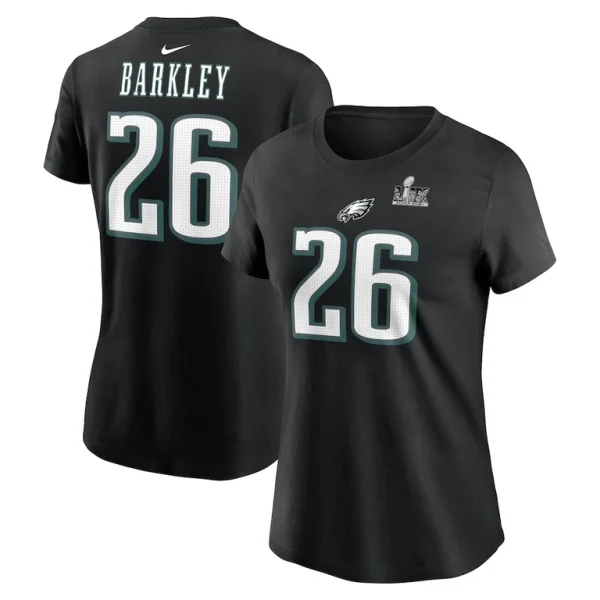 Saquon barkley philadelphia eagles nike womens super bowl lix name number t shirt Black