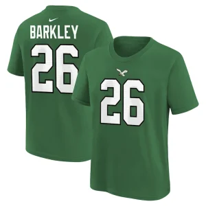 Saquon barkley philadelphia eagles nike youth player name number t shirt Kelly green