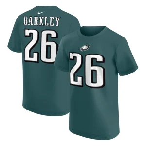 Saquon barkley philadelphia eagles nike youth player name number t shirt Midnight green