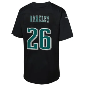 Saquon barkley philadelphia eagles nike youth super bowl lix patch fashion game player jersey Carbon black Yth L