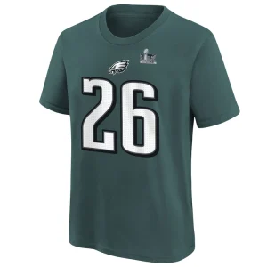 Saquon barkley philadelphia eagles nike youth super bowl lix player name number t shirt Midnight green Yth M