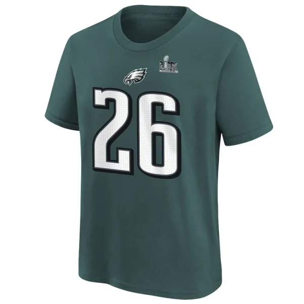 Saquon barkley philadelphia eagles nike youth super bowl lix player name number t shirt Midnight green Yth M