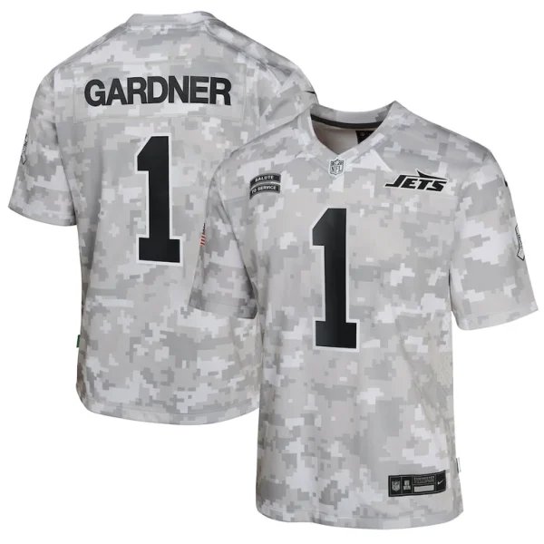 Sauce gardner new york jets nike youth 2024 salute to service game jersey Arctic camo