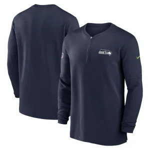 Seattle seahawks nike 2023 sideline performance long sleeve tri blend quarter zip top Navy