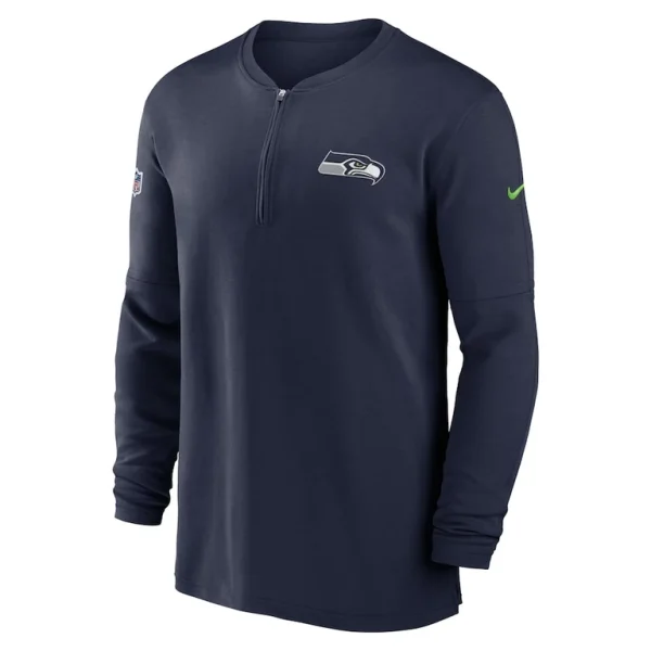Seattle seahawks nike 2023 sideline performance long sleeve tri blend quarter zip top Navy M