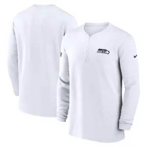 Seattle seahawks nike 2023 sideline performance long sleeve tri blend quarter zip top White