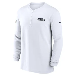 Seattle seahawks nike 2023 sideline performance long sleeve tri blend quarter zip top White M