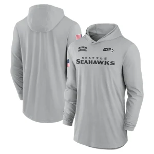 Seattle seahawks nike 2024 salute to service lightweight performance long sleeve hooded t shirt Gray
