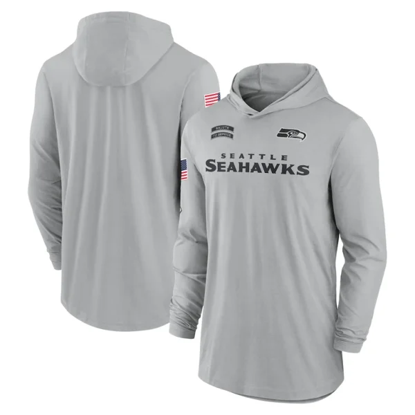 Seattle seahawks nike 2024 salute to service lightweight performance long sleeve hooded t shirt Gray